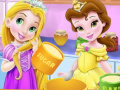 Žaidimas Baby Rapunzel And Baby Belle Cooking Pizza 