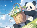 Žaidimas Jigsaw Puzzle: Basket Flower Panda