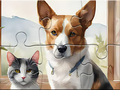 Žaidimas Jigsaw Puzzle: Oil Painting Dog And Cat