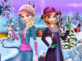 Žaidimas Elsa and Anna Winter Dress Up