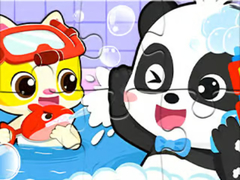 Žaidimas Jigsaw Puzzle: Baby Panda Shower Time