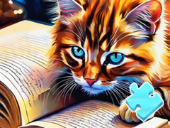 Žaidimas Jigsaw Puzzle: Cat Reading