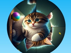 Žaidimas Round Jigsaw Puzzle Collect Pictures with Cute Kittens