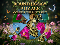 Žaidimas Round Jigsaw Puzzle - Collect the Butterfly